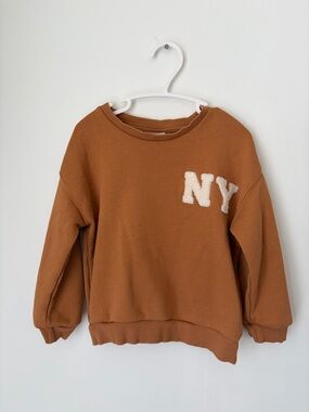 Zara Brown 'NY' Embroidered Sweatshirt